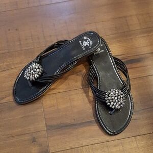 Black Patent‎ Jewel Sandals